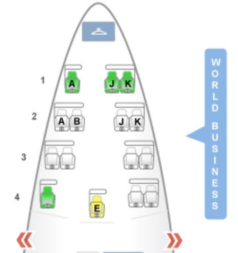 KLM 747-400 Business Class Seat Map Lower Deck