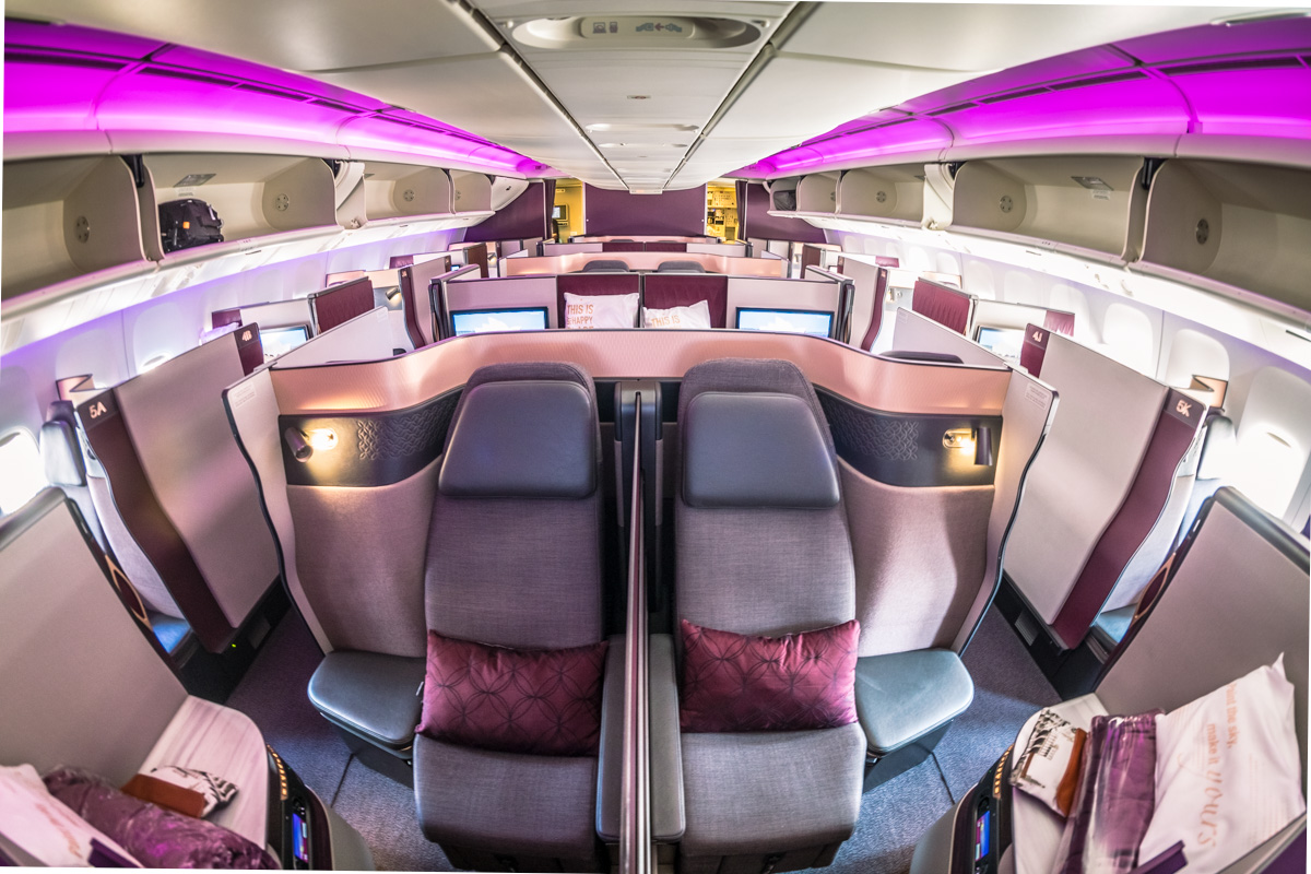 Qatar Airways Boeing 777 Qsuite Business Class Cabin