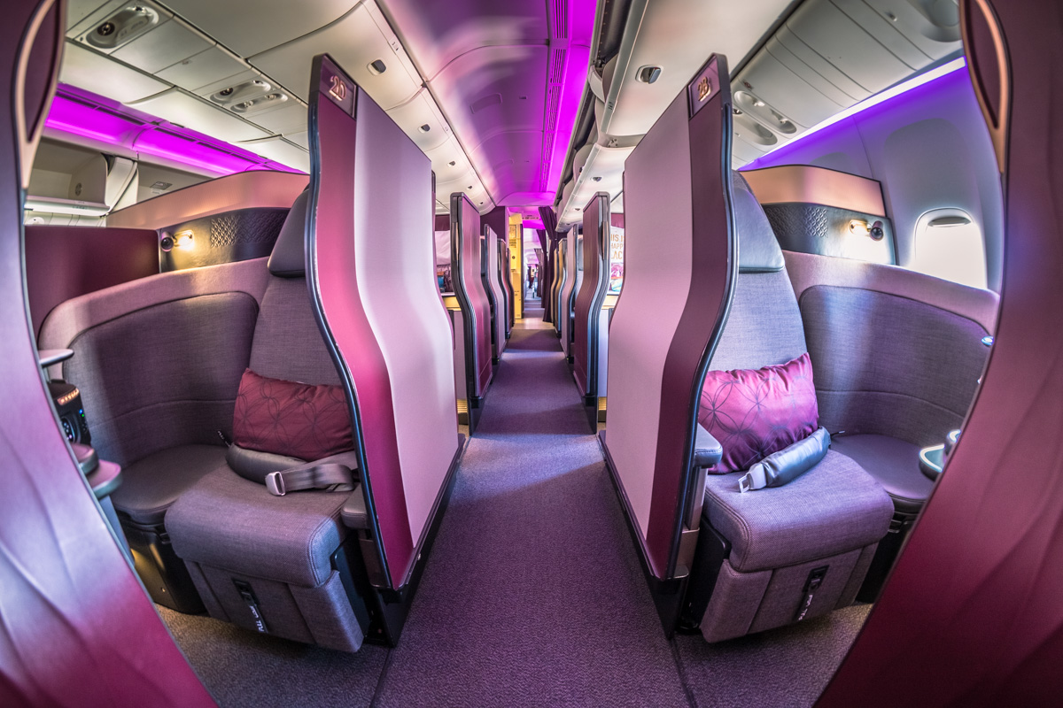 Qatar Airways Boeing 777 Qsuite Business Class Cabin