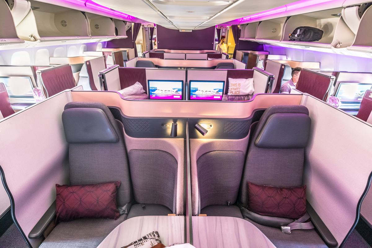 Qatar Airways Boeing 777 Qsuite Business Class Cabin