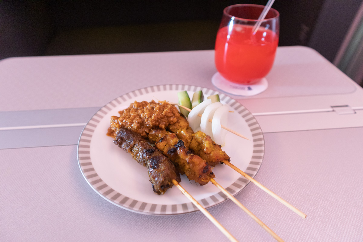 Singapore Airlines Airbus New A380 Business Class Meal Service