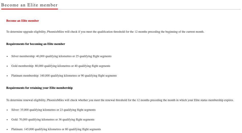 Air China elite status qualification 