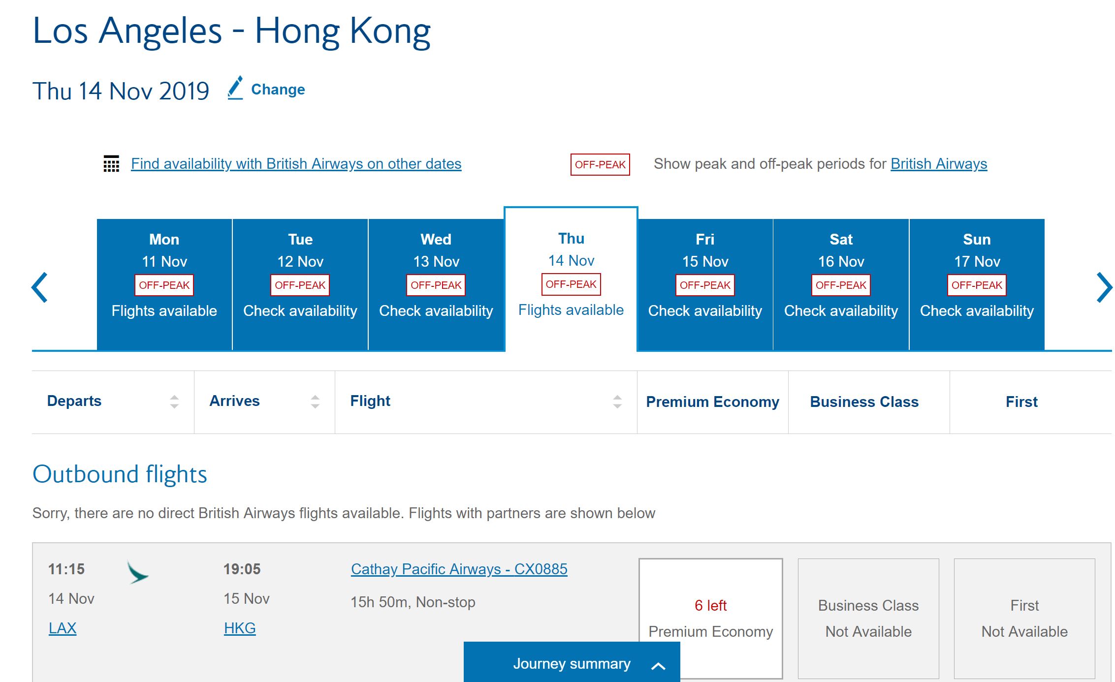 BA Award Availability