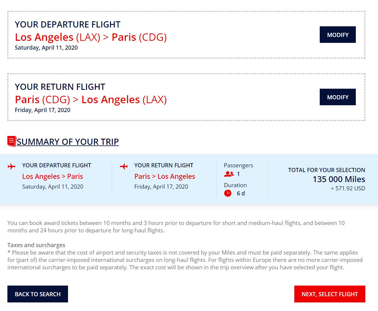 Flying Blue Select Flights