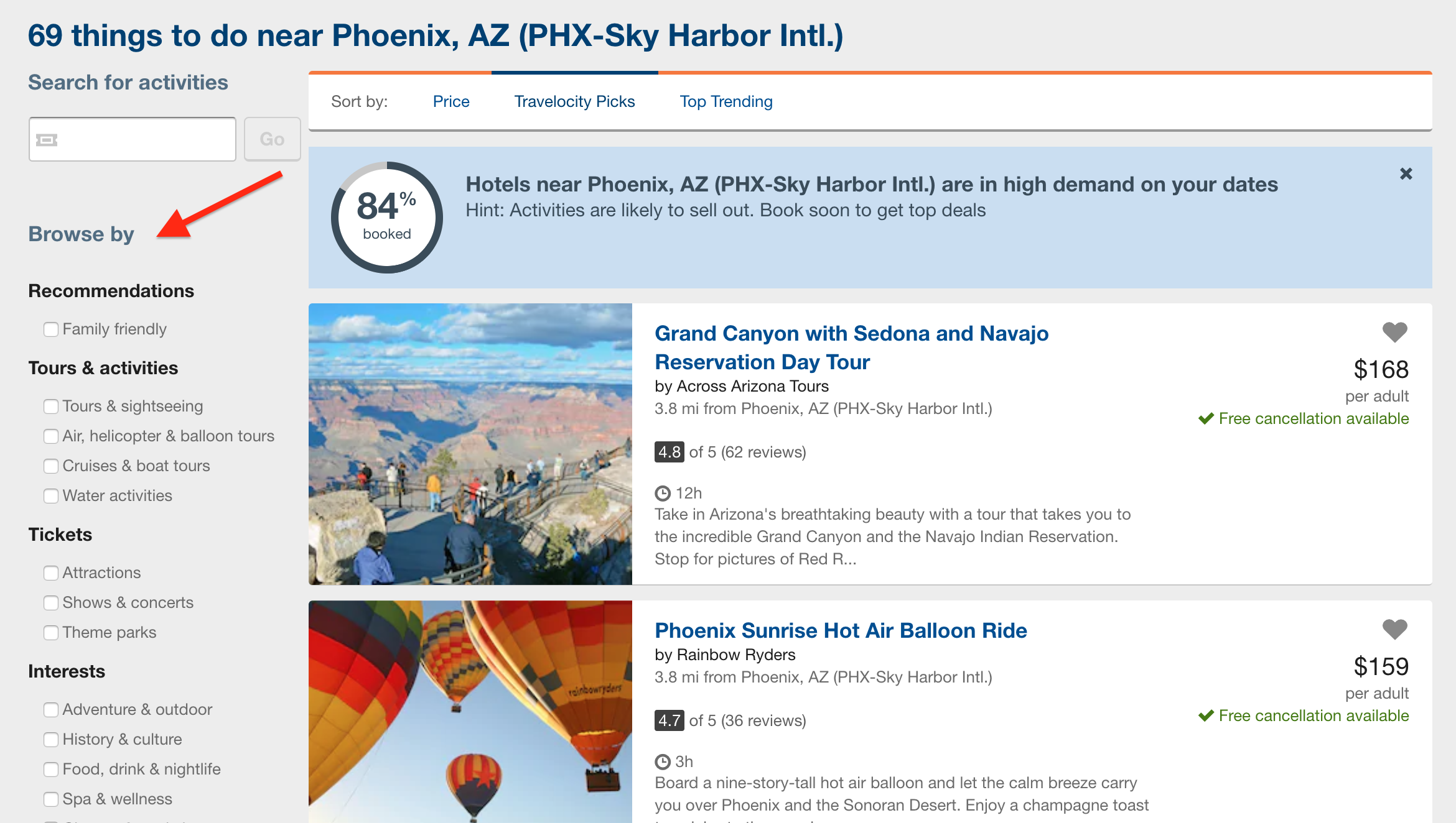 Travelocity Activities