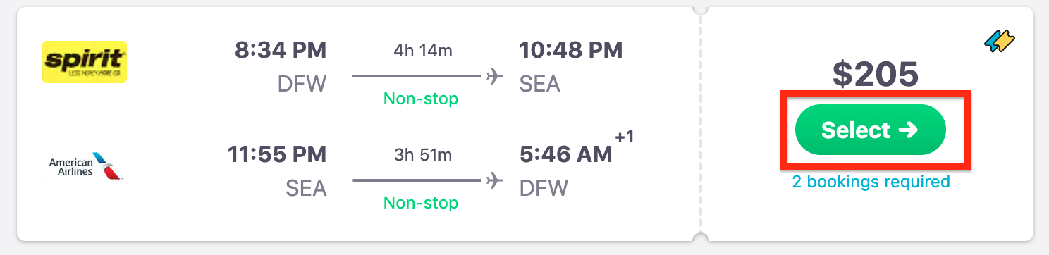 booking a mashup ticket on skyscanner