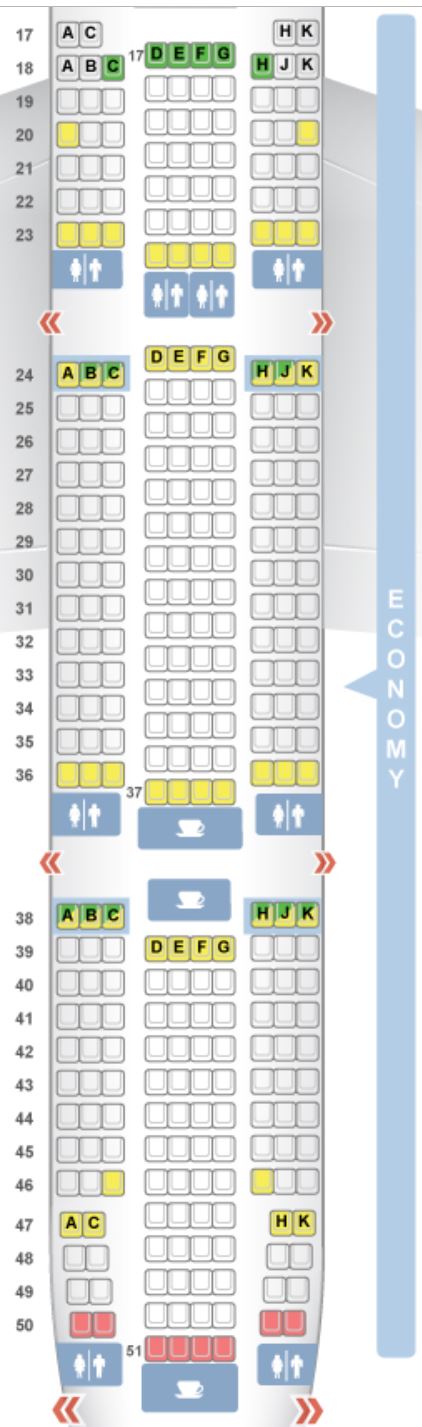 Aeroflot 777-300ER Economy Class Seat Map