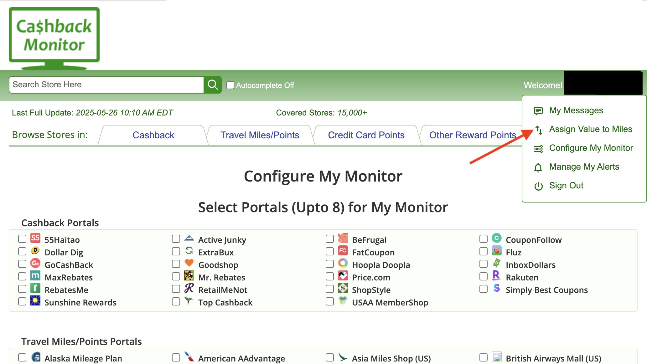 CashBack Monitor assign value to miles points CashBack Monitor assign value to points and miles