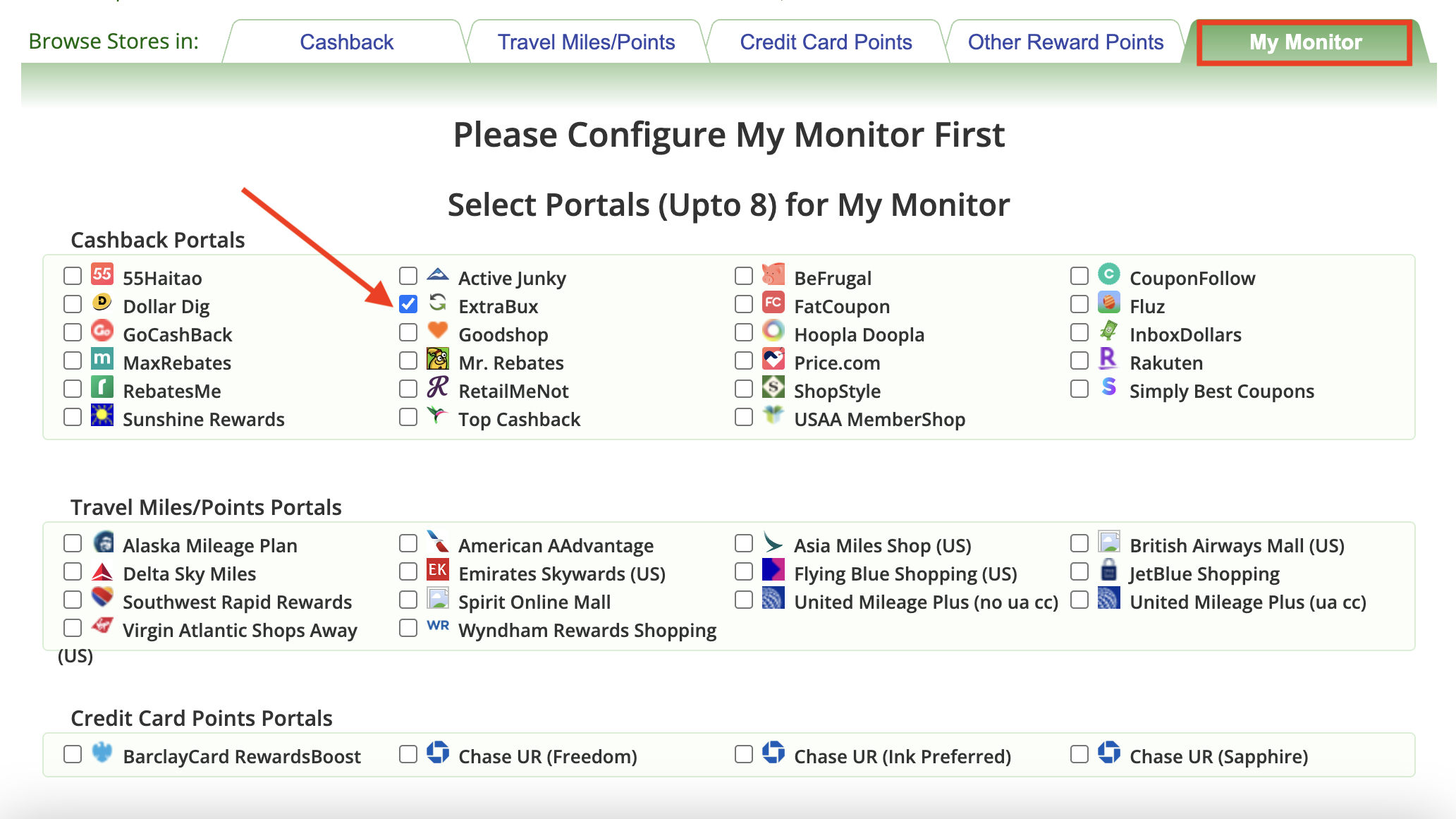 CashBackMonitor Config My Monitor Cashback Monitor configure my monitor
