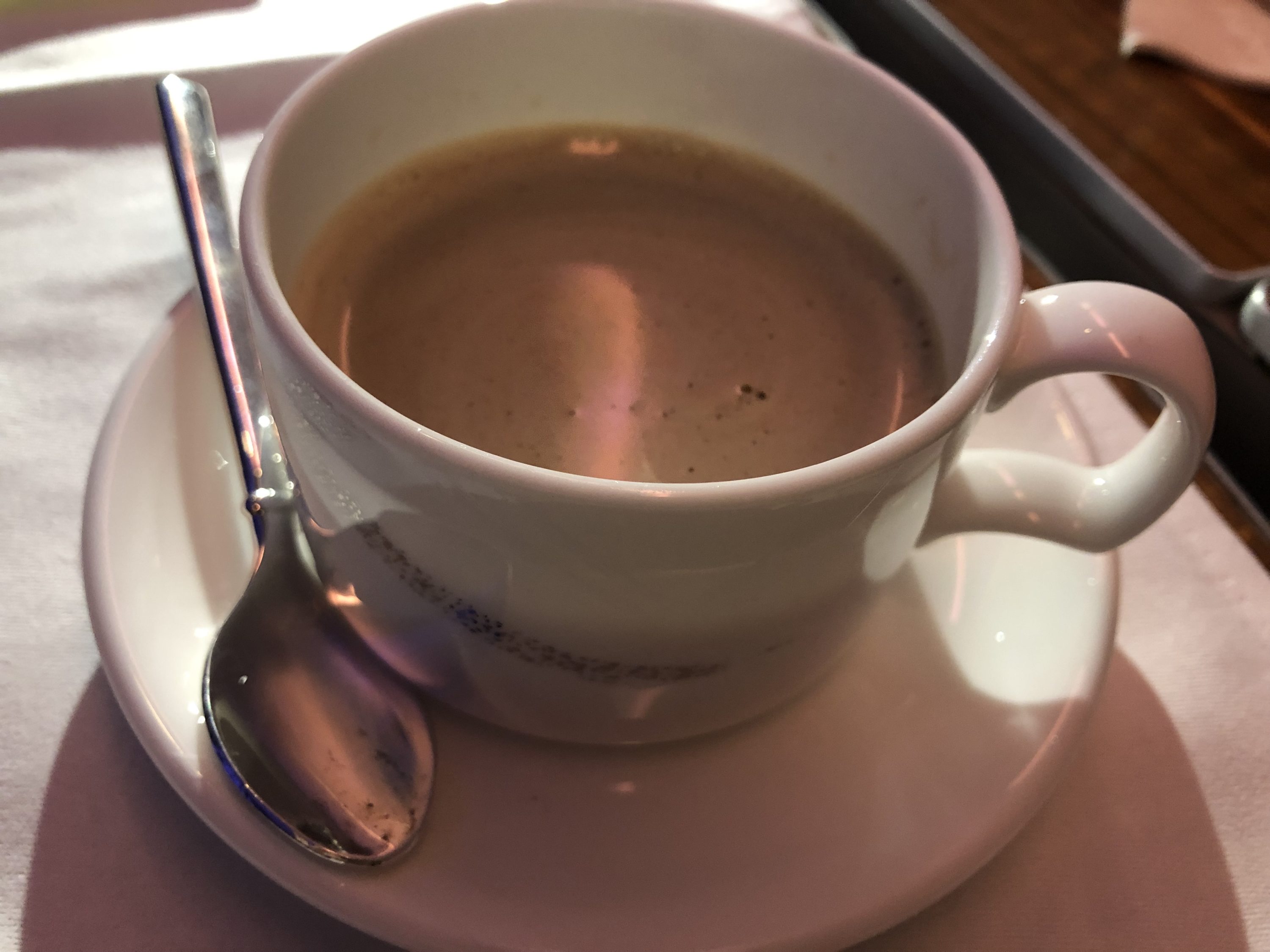 Cathay Pacific 777 first class Hong Kong milk tea