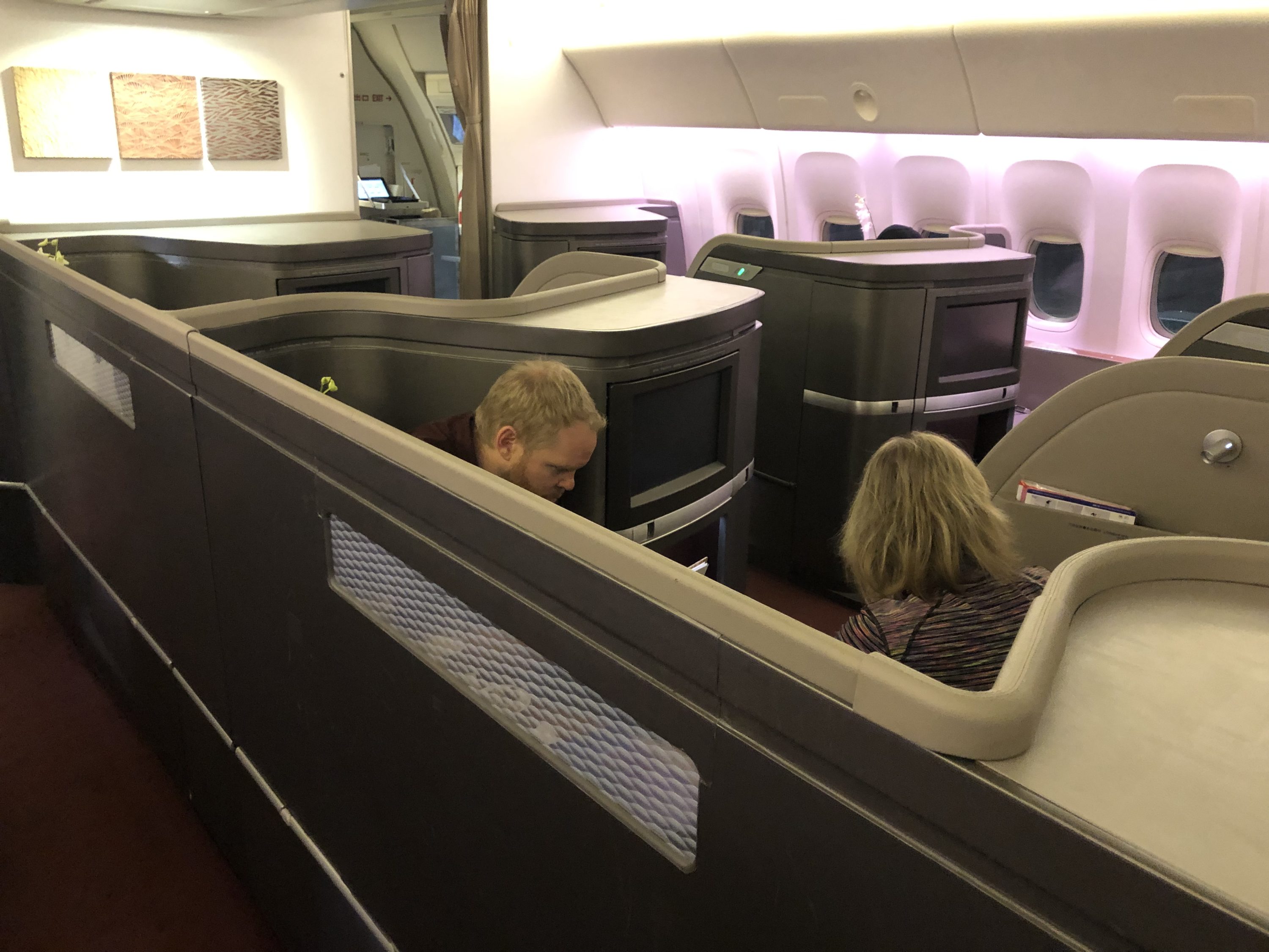 Cathay Pacific 777 first class cabin view 1