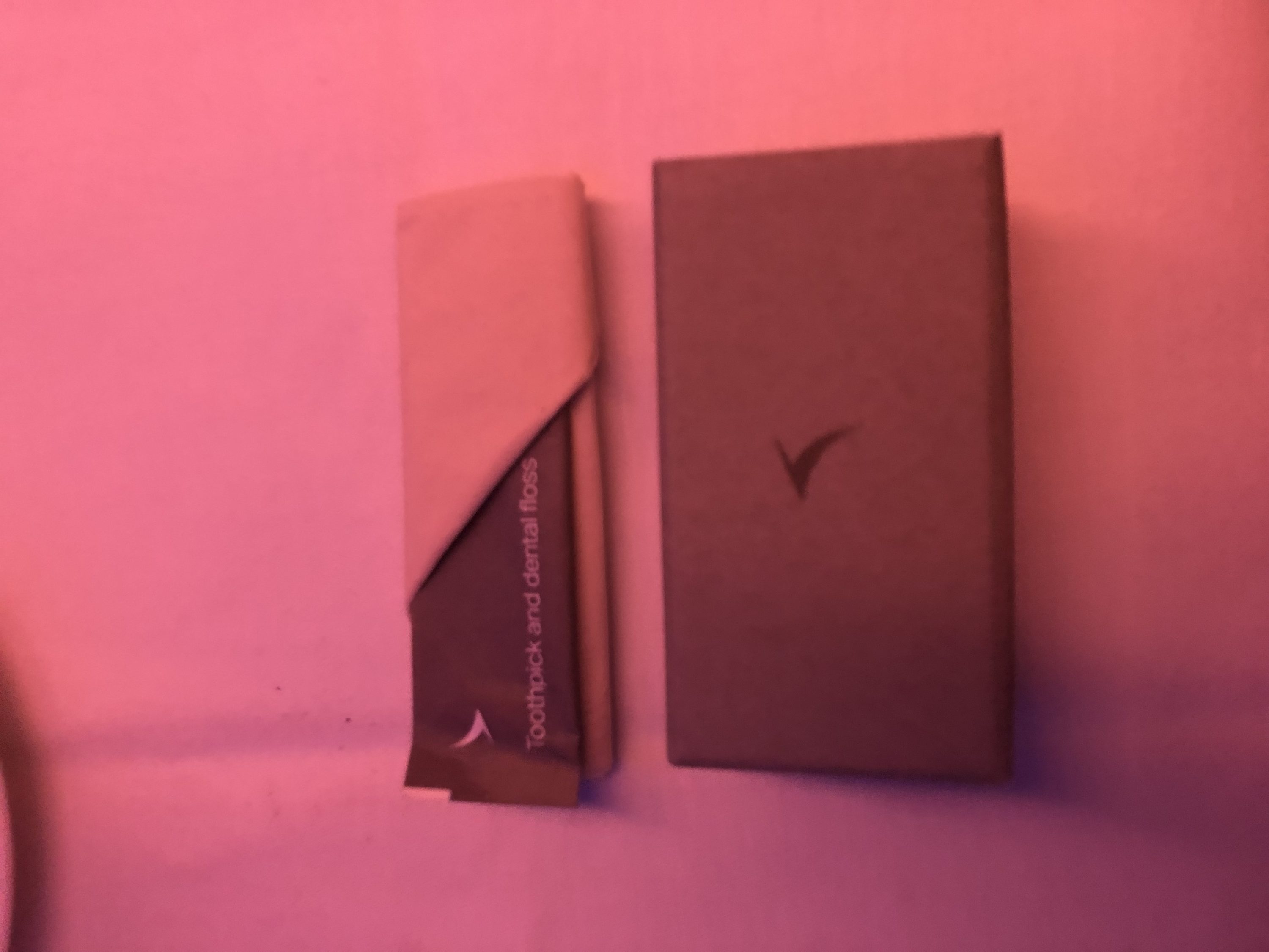 Cathay Pacific 777 first class chocolates and toothpicks