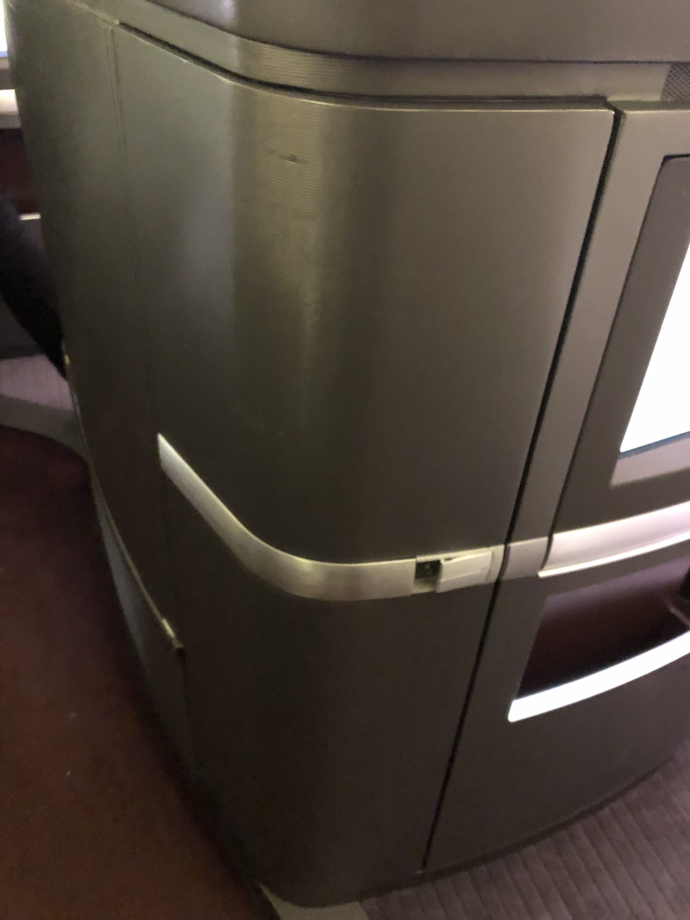 Cathay Pacific 777 first class large storage compartment