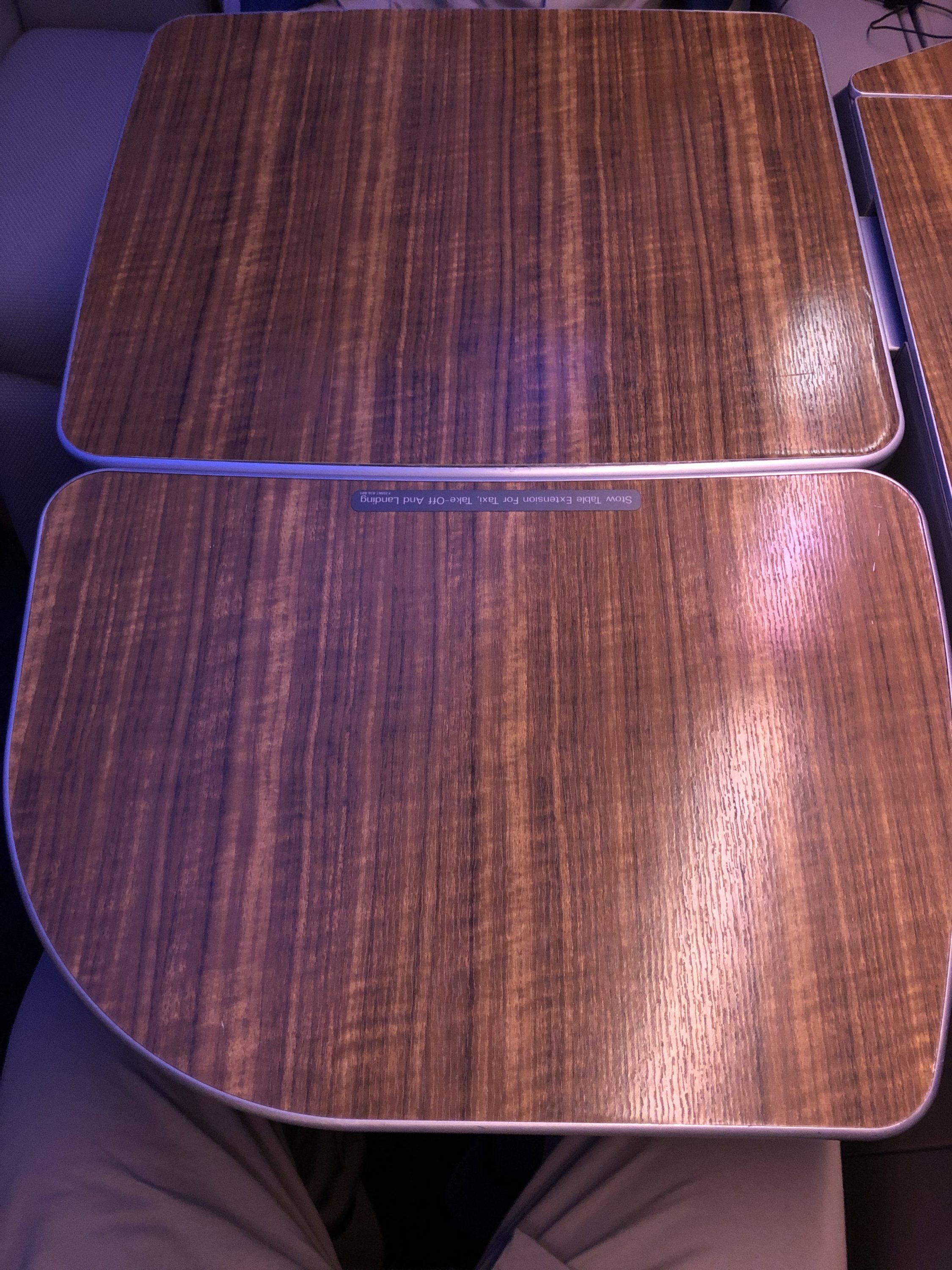 Cathay Pacific 777 first class tray table extension