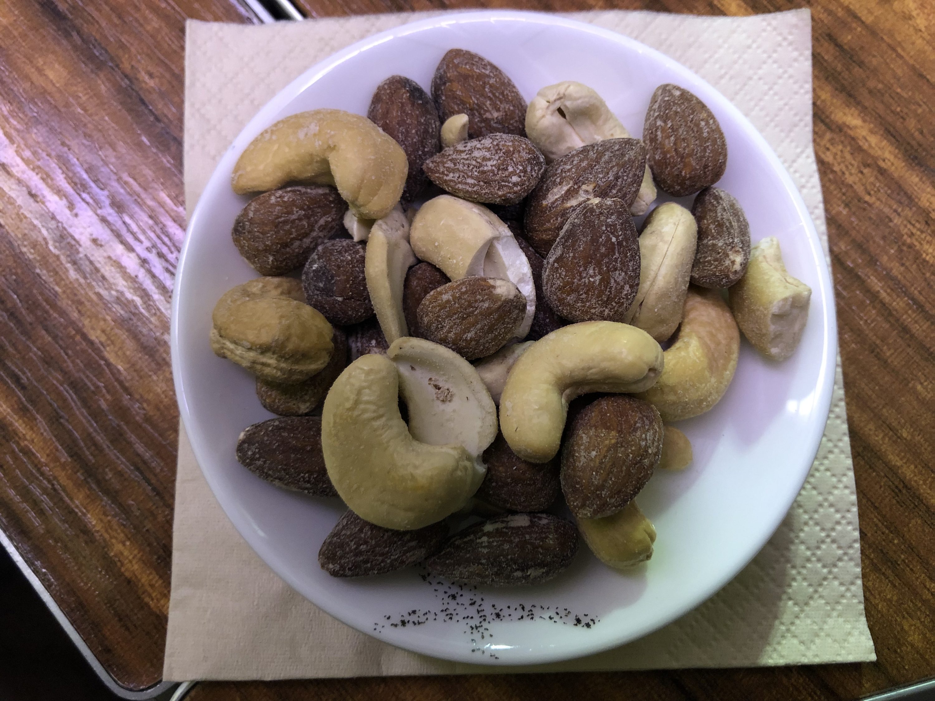 Cathay Pacific 777 first class warm nuts