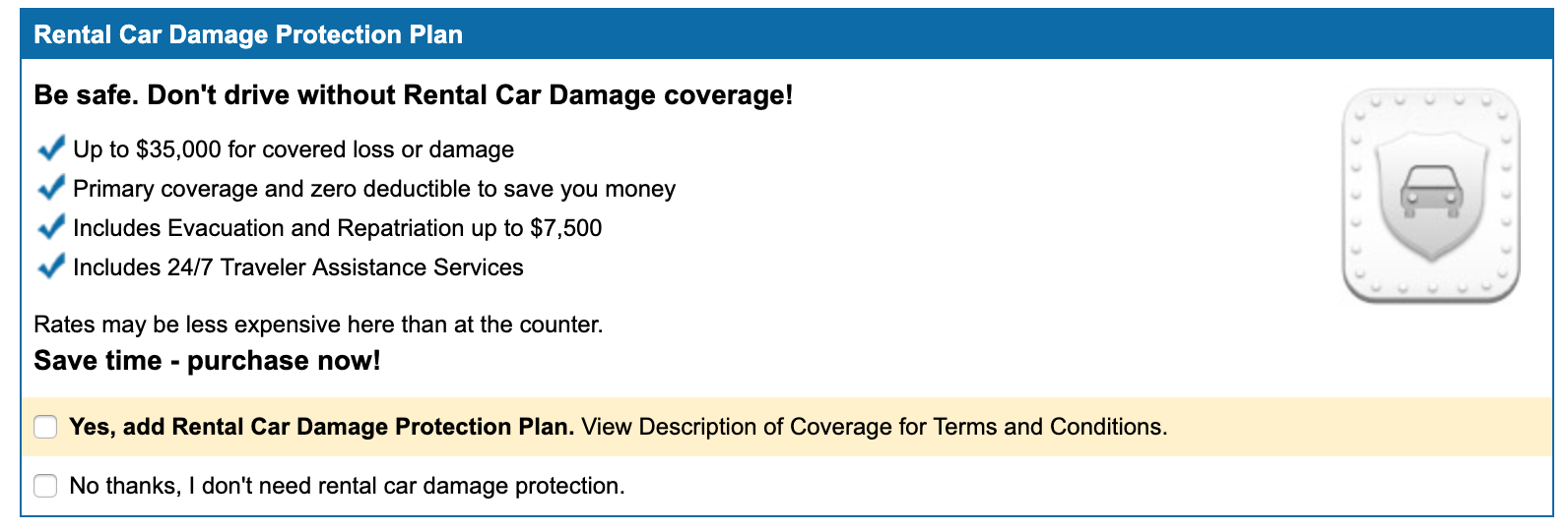 Cheapoair car rental insurance