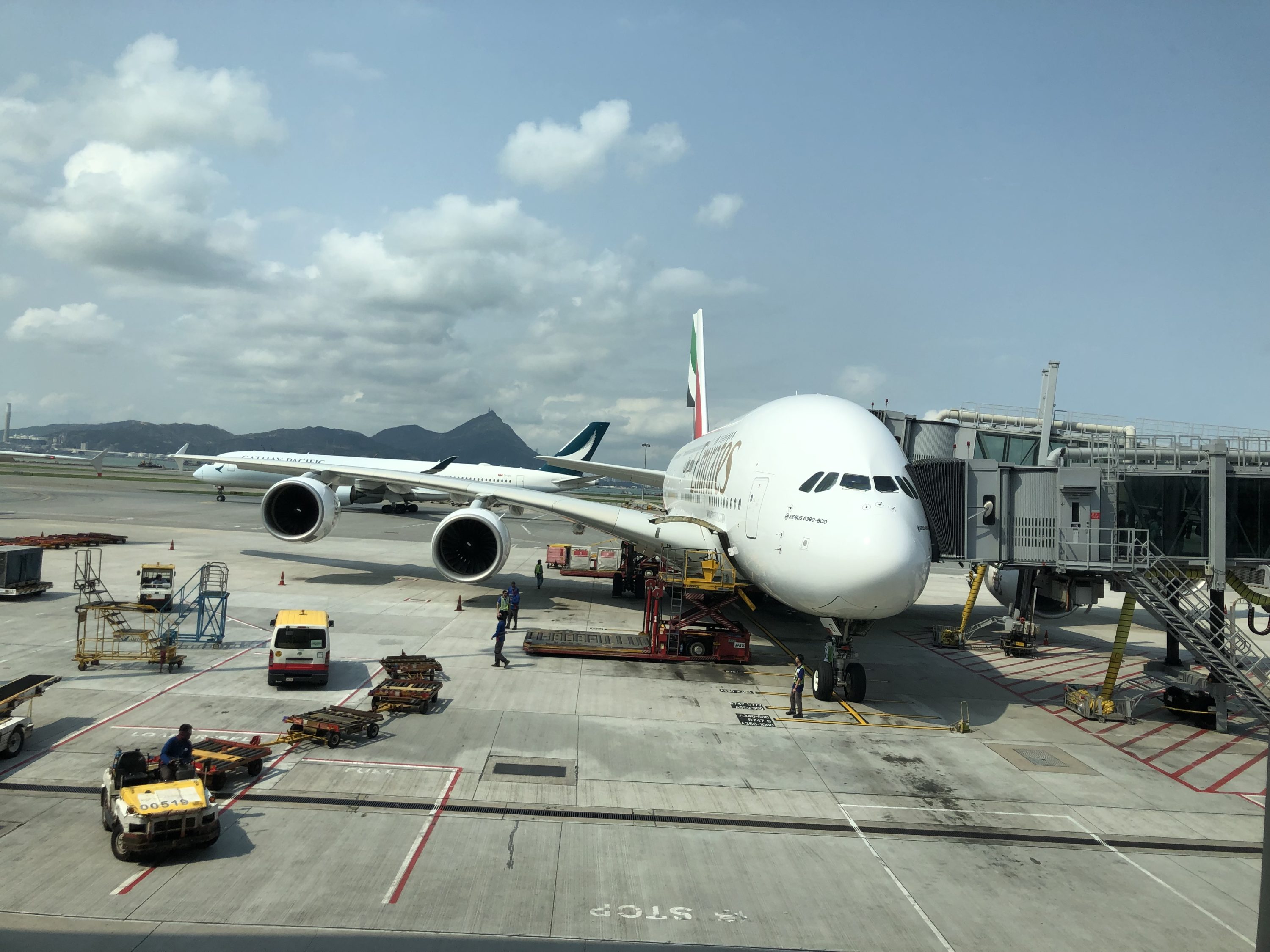 Emirates A380 View from The Pier, First at Hong Kong International Airport