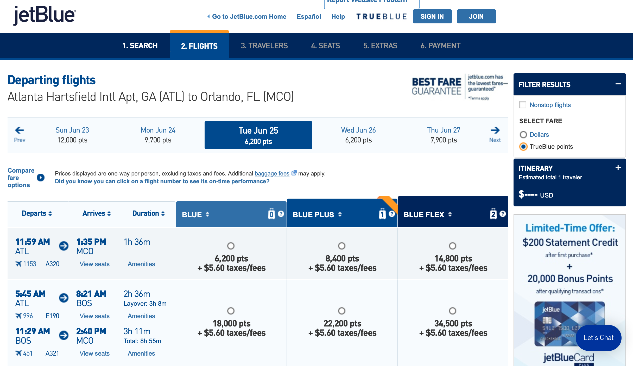 Flying from Atlanta to Orlando on JetBlue