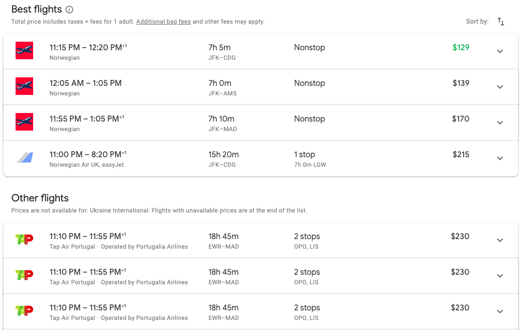 Google Flights Best Flights