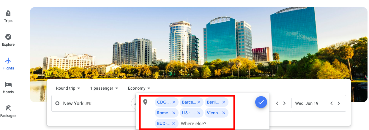Google Flights Multi-City Search