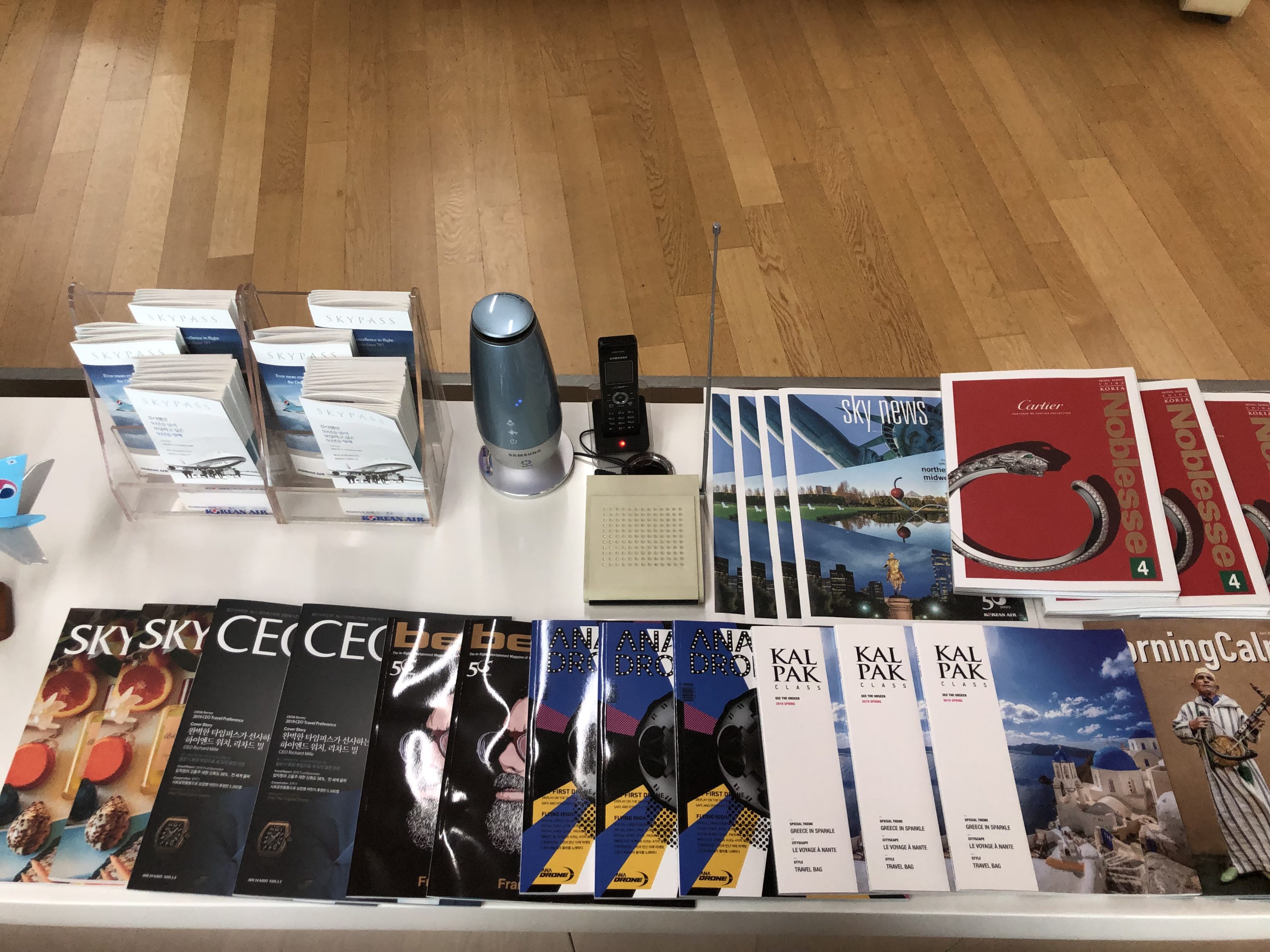 Korean Air business class literature selection