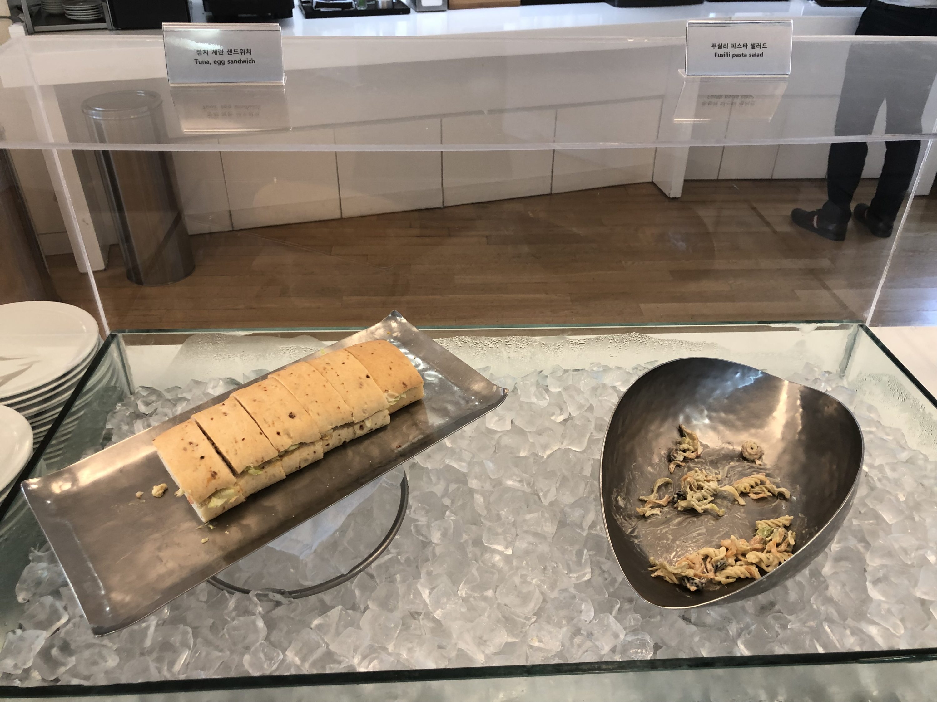 Korean Air business class lounge finger sandwiches
