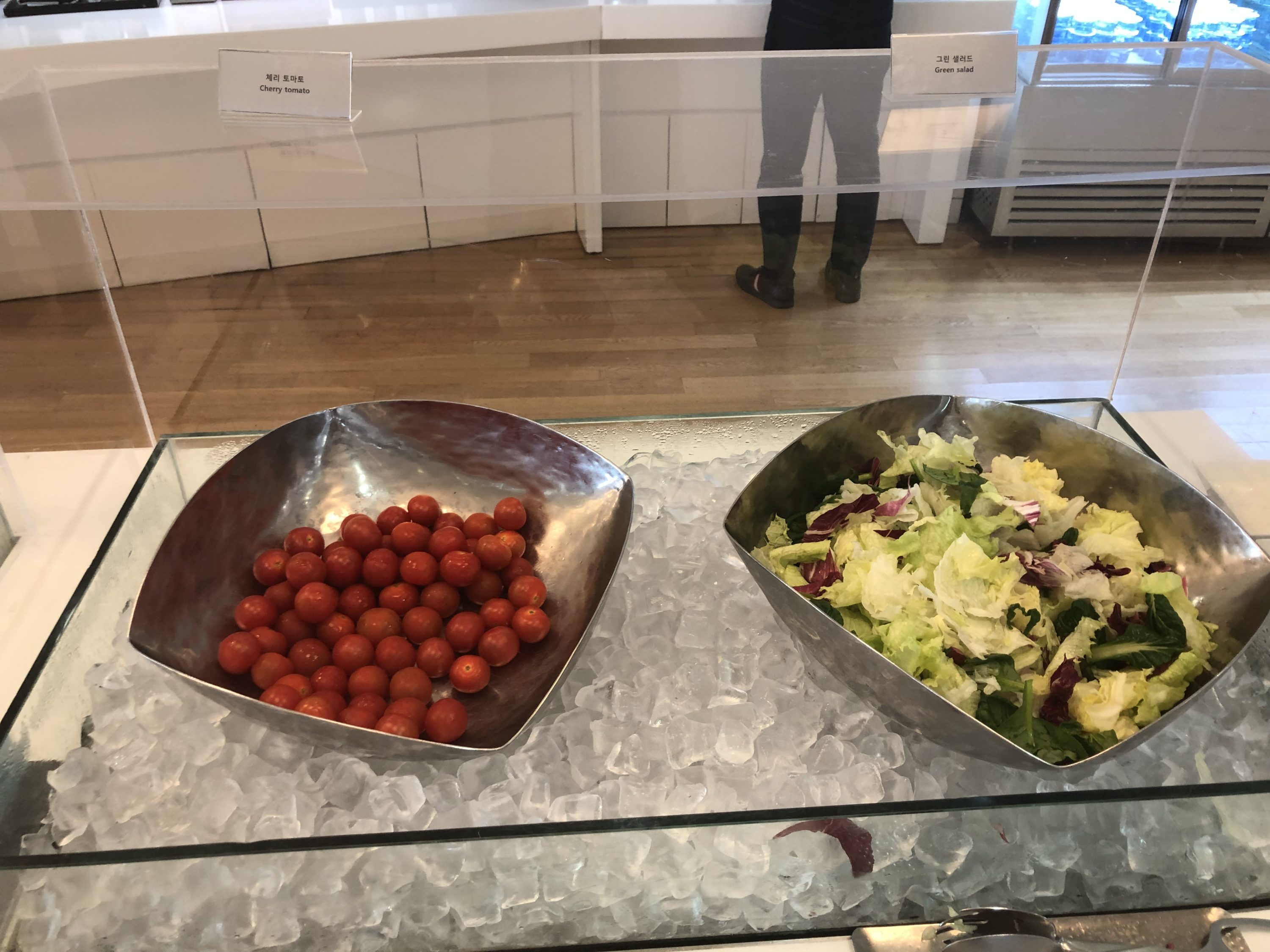 Korean Air business class lounge salad bar