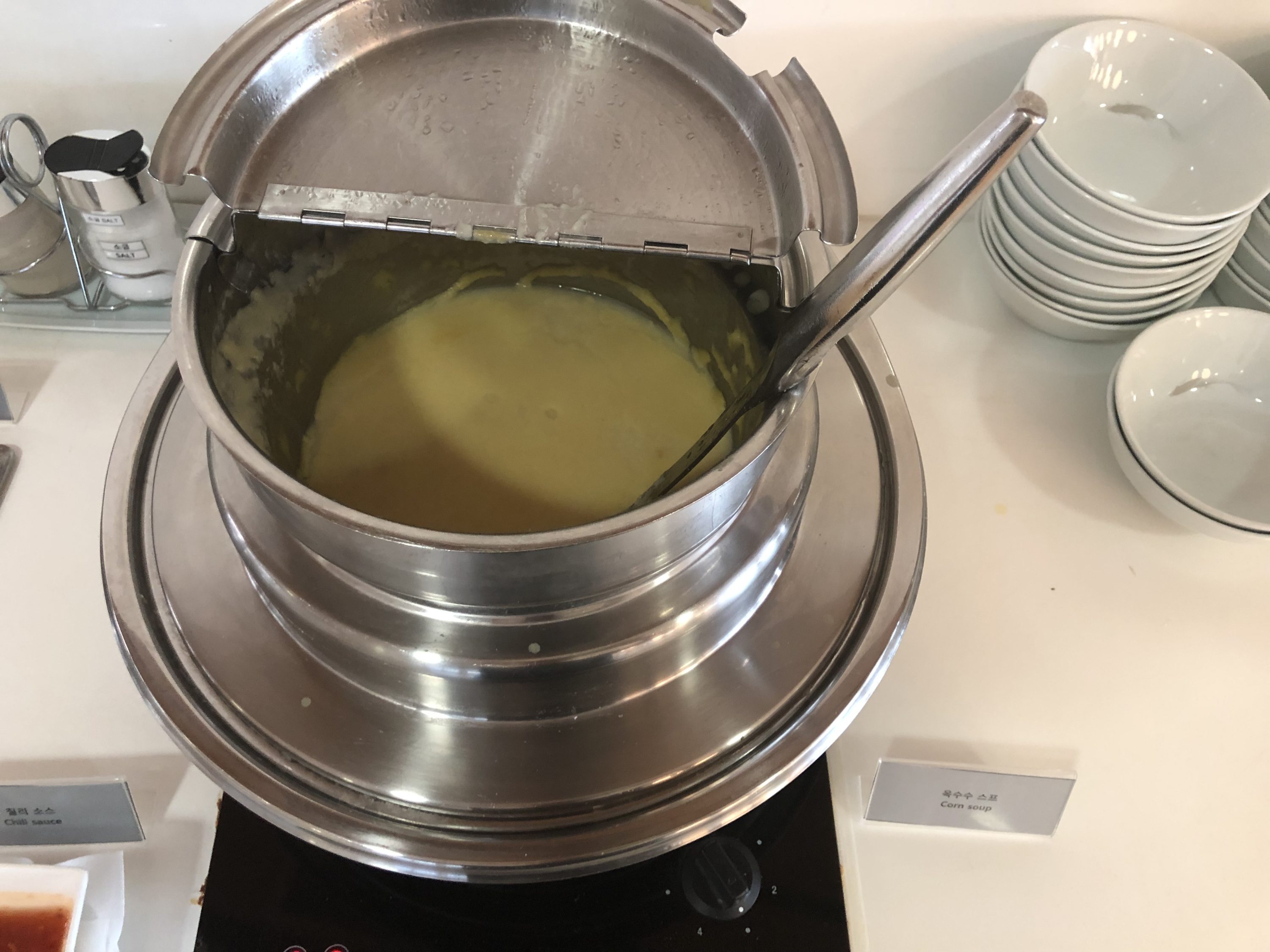 Korean Air business class lounge soup