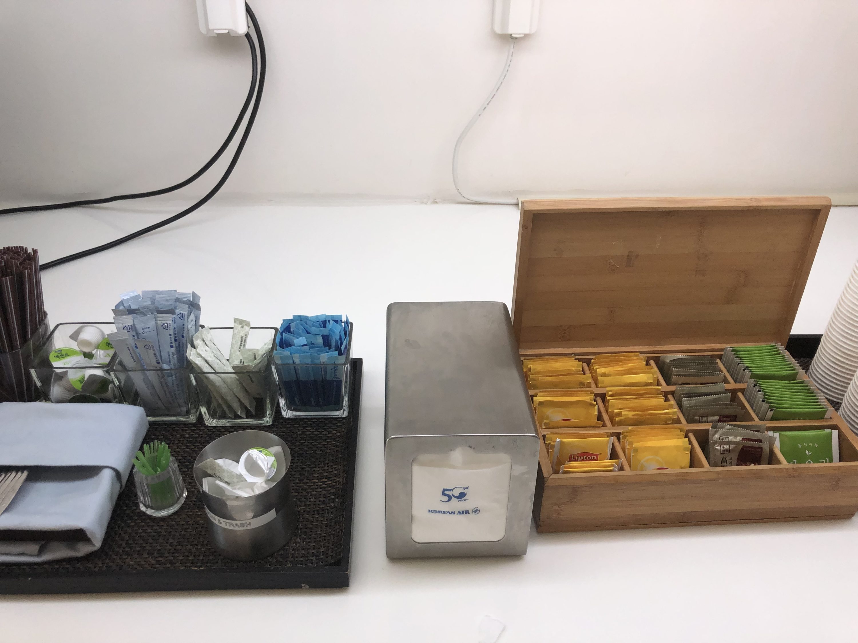 Korean Air business class lounge tea selection