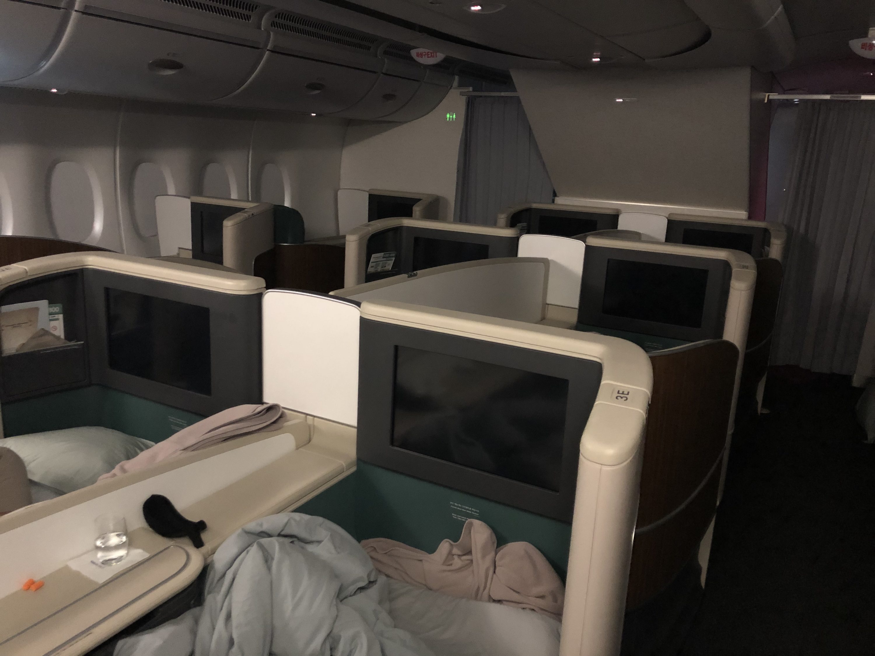 Korean Air first class cabin rear view