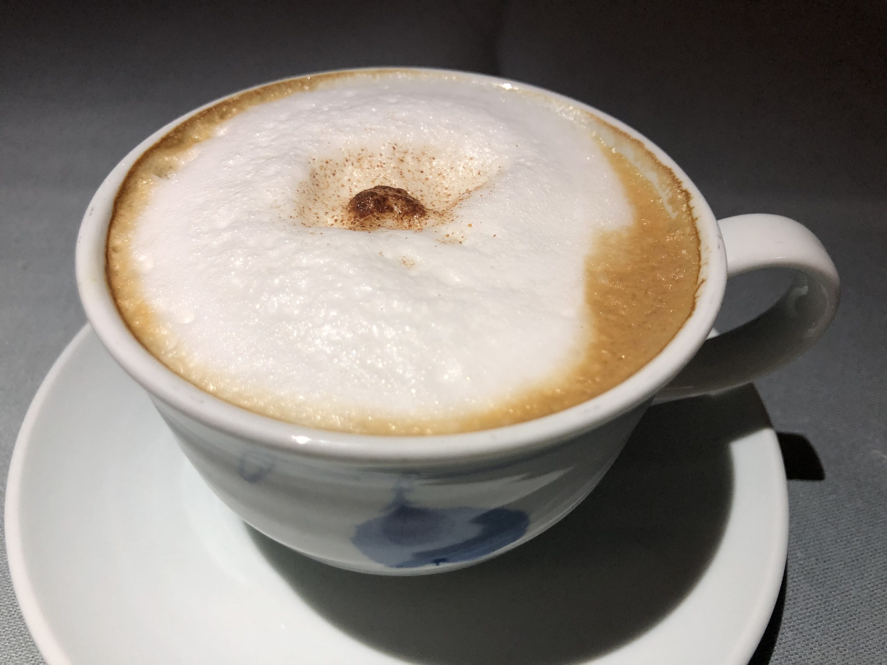 Korean Air first class cappuccino