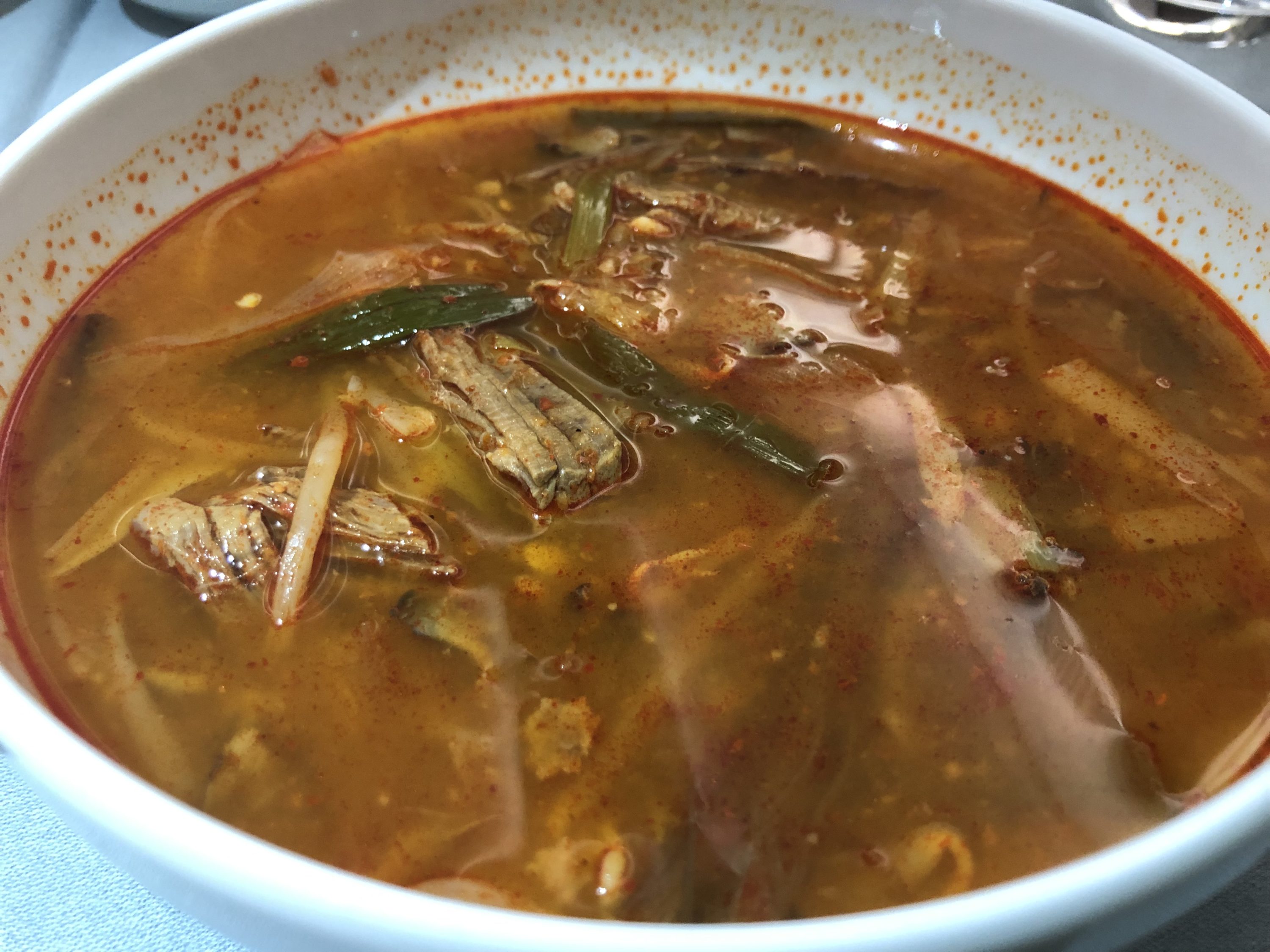 Korean Air first class main entree close-up