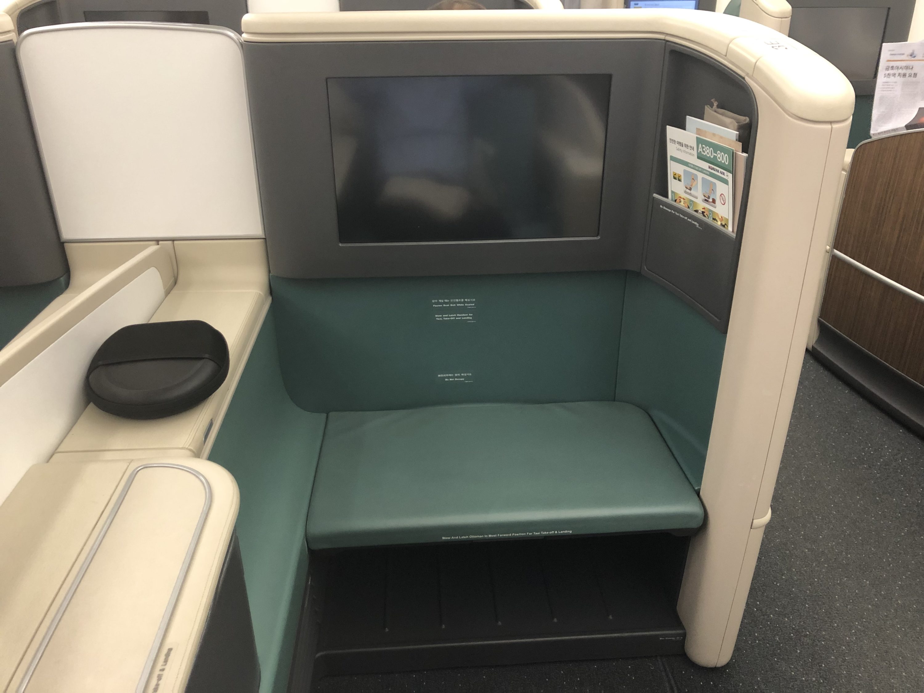 Korean Air first class ottoman