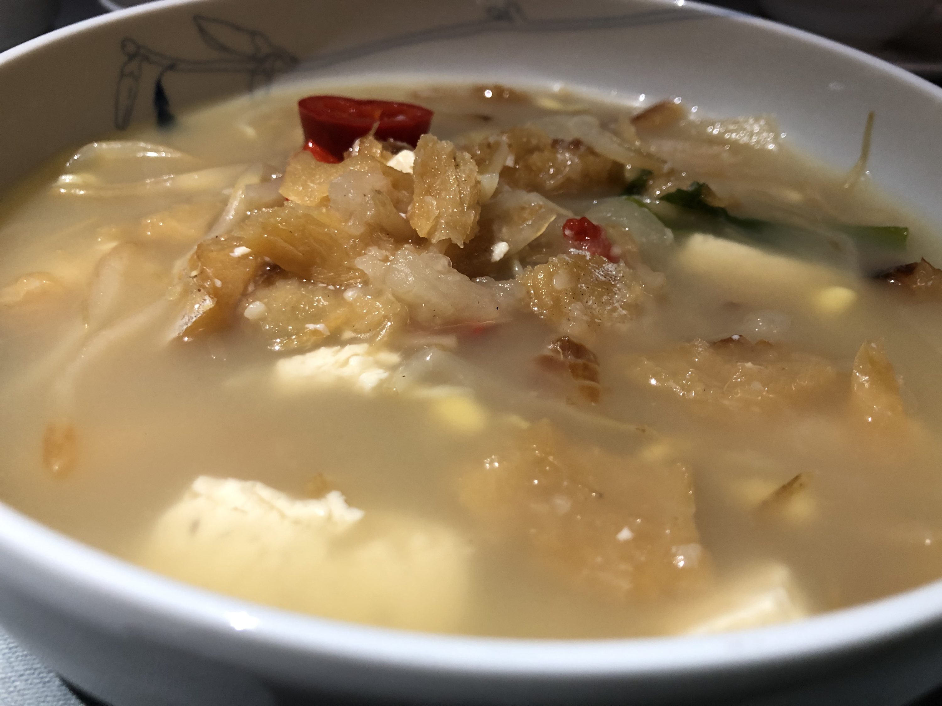 Korean Air first class second meal main dish close-up