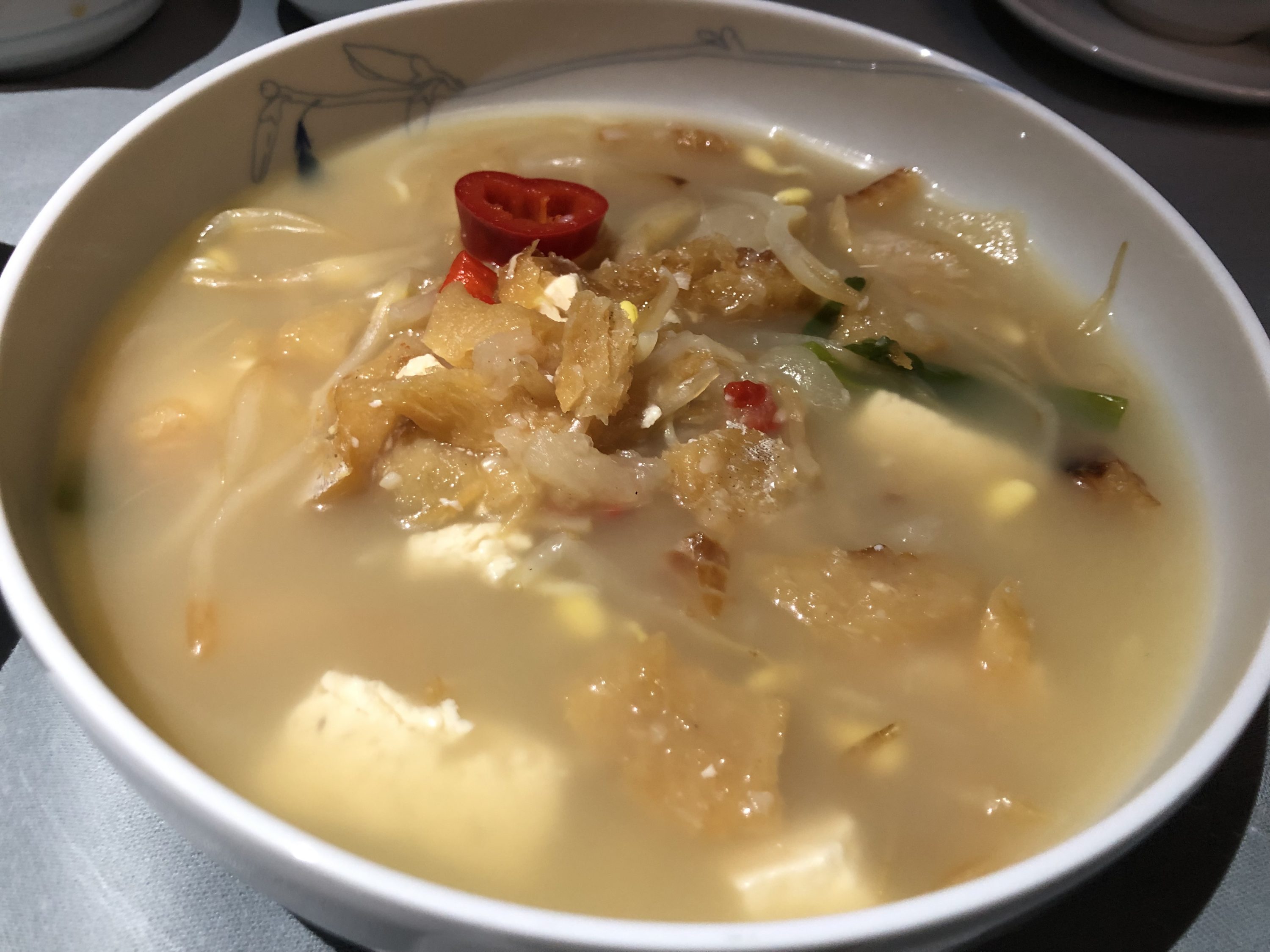 Korean Air first class second meal main dish close-up