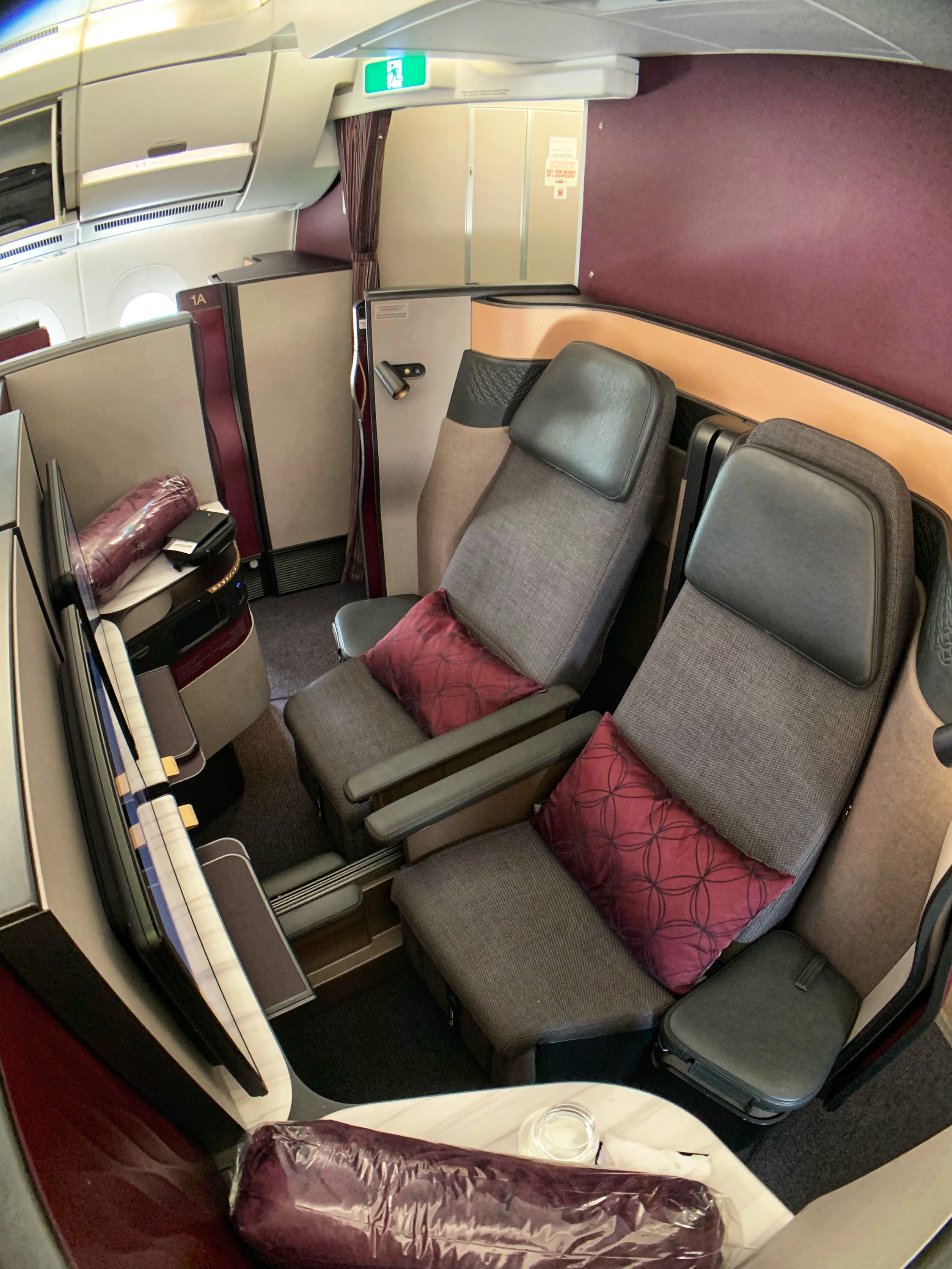 Qatar QSuites, A350 1E & 1J with Partition Dropped