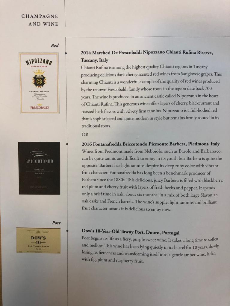 Singapore Airlines Wine List