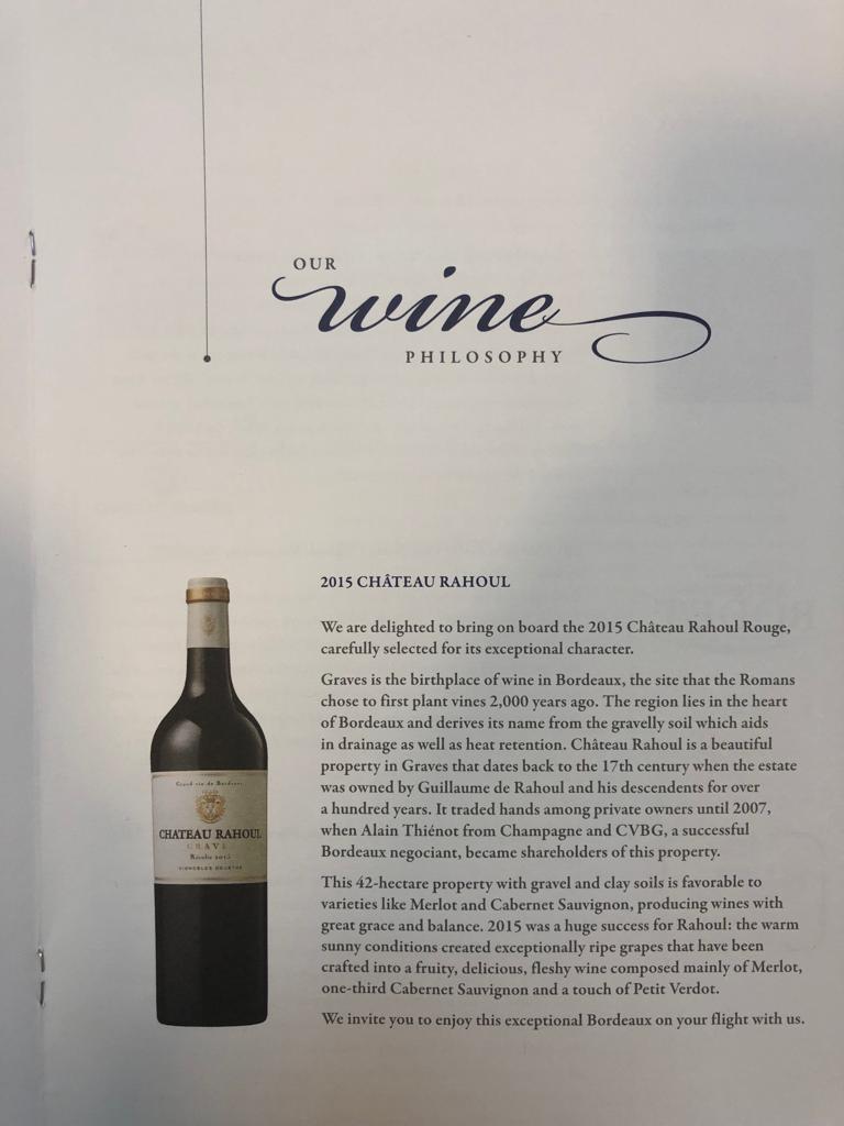 Singapore Airlines Wine List