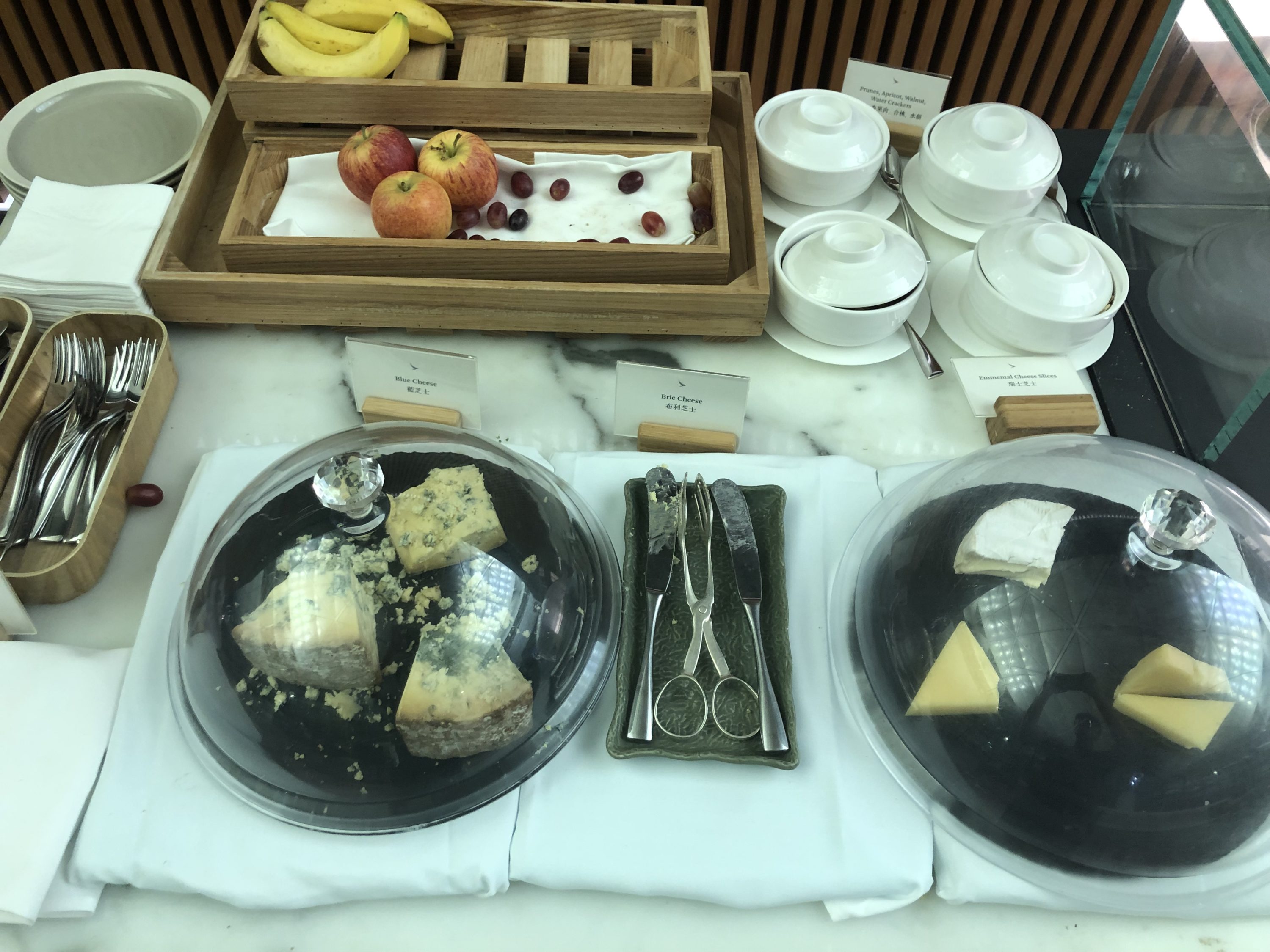 The Wing, First at Hong Kong International Airport cheese and fruits selection