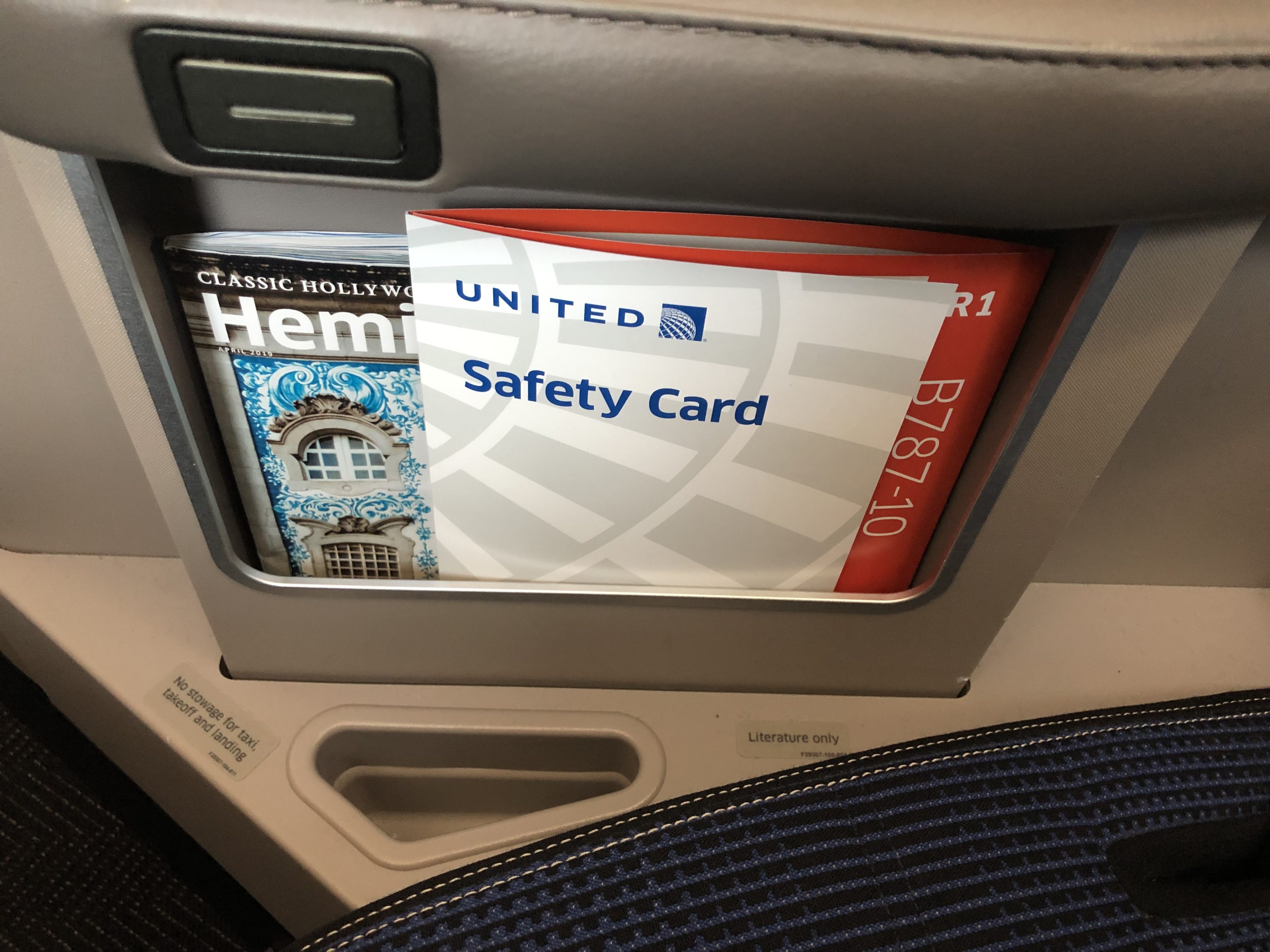 United Polaris 787-10 literature compartment