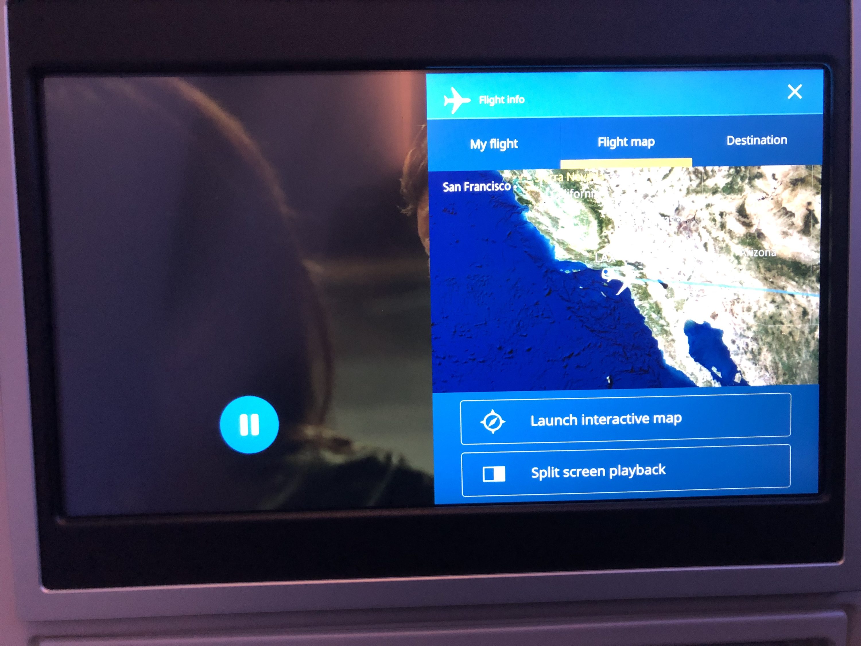 United Polaris 787-10 split screen
