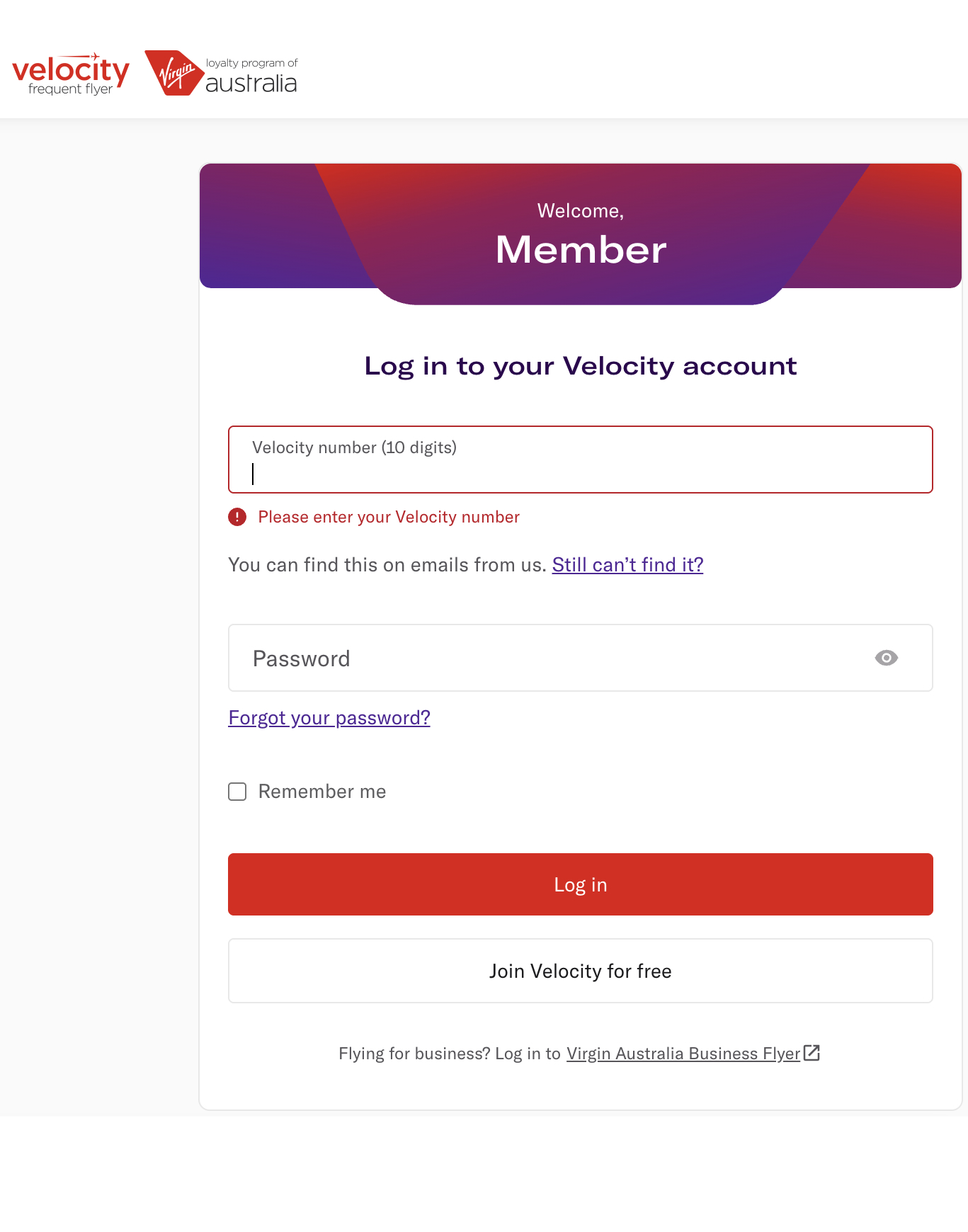 Virgin Australia Velocity eStore Shopping Portal Log in Virgin Velocity eStore login