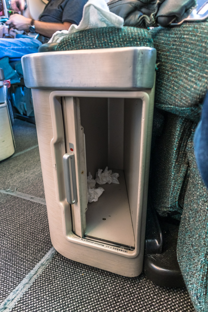 Cathay Pacific Airbus A330 Business Class Storage