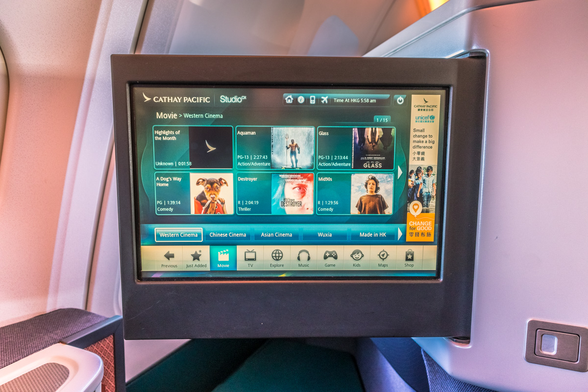 Cathay Pacific Airbus A330 Business Class IFE Screen