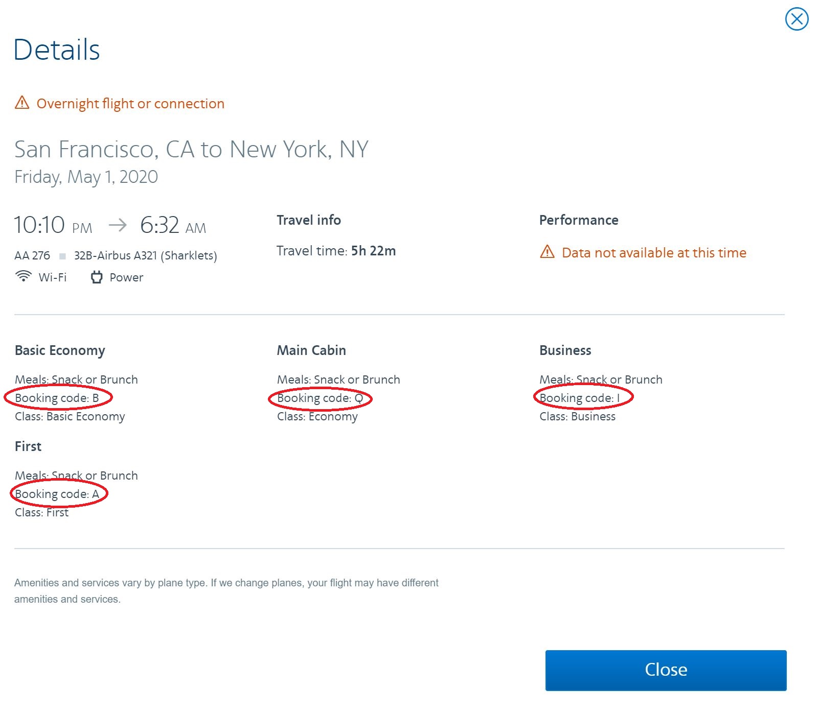 AA Website Booking Class