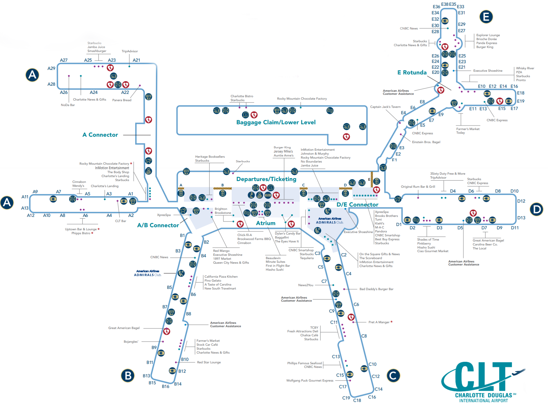 Charlotte Douglas International Airport Map