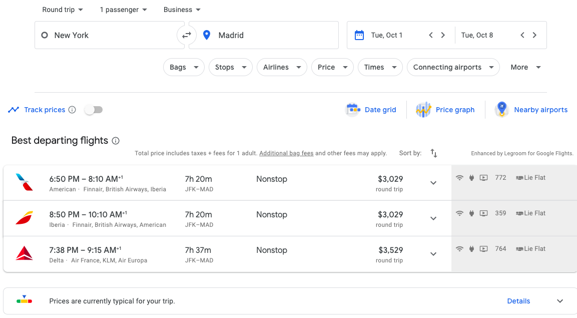 Google Flights Flight Search