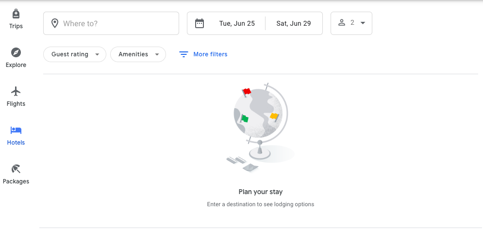 Google Flights hotels