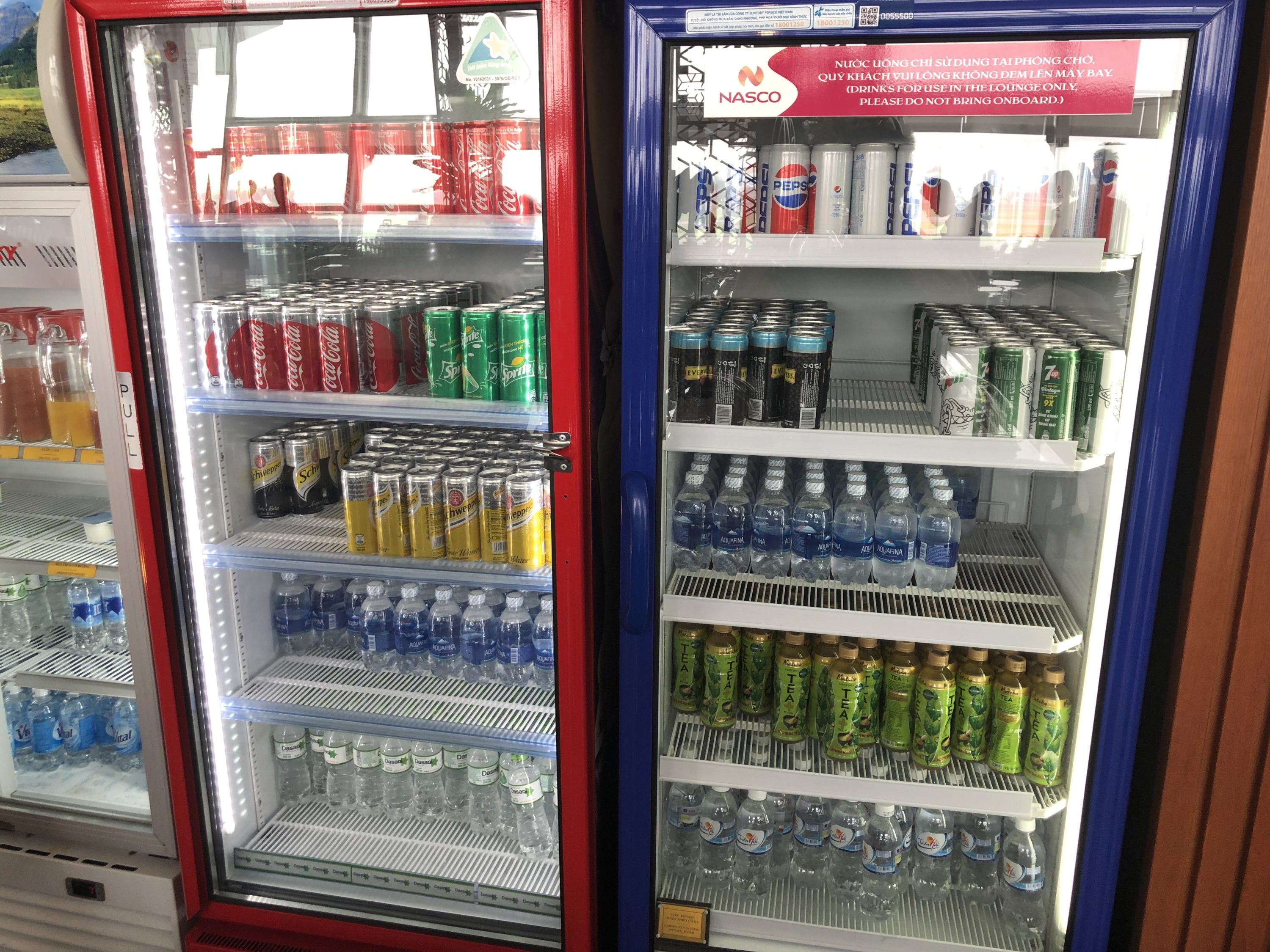 Vietnam Airlines Lotus Lounge Hanoi Bottled Water, Soft Drinks, and Green Tea