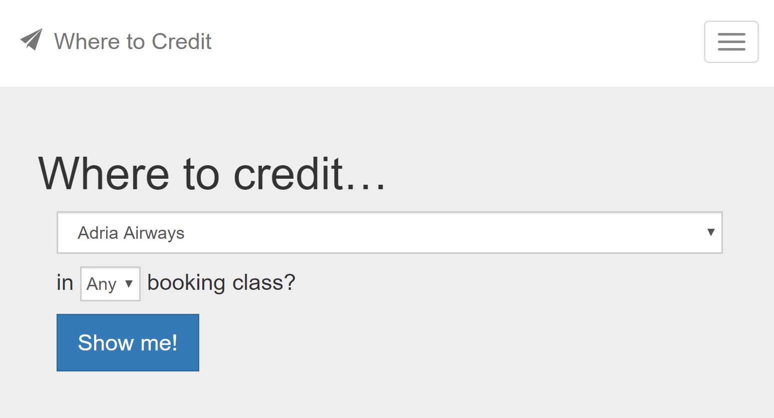 Where to Credit Homepage
